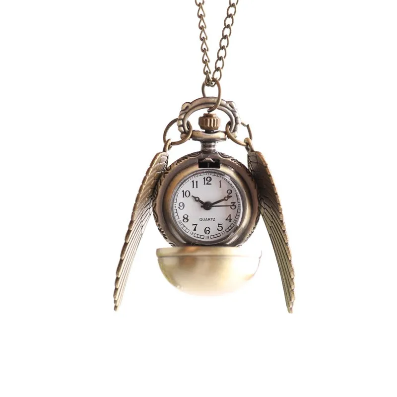 

New Fashion Pocket Watch Personality Compact Portable Harry Potter Bronze Flying Thief Fob Watches with Chain