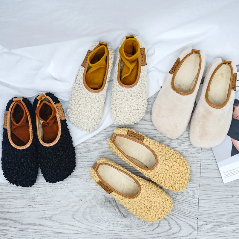 

2019 Winter Korean-style New Style plus Velvet Warm Moccosins Versatile Furry Flat Keel Thin Shoes Women's Supply of Goods