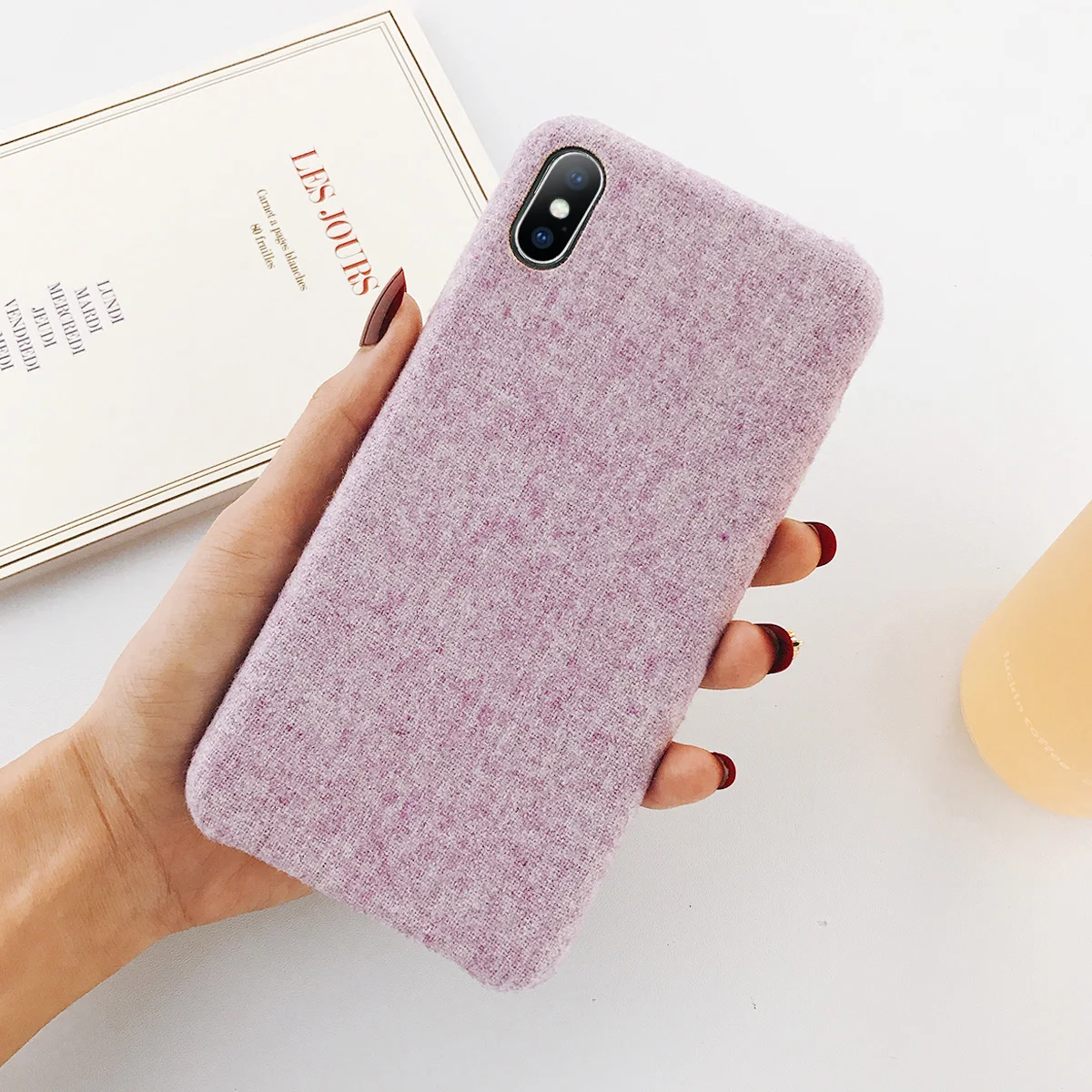 P Moskado тканевая текстура чехол для iPhone 7 для iPhone 6 6s 7 8 Plus X XR XS Max плюшевые чехлы для телефонов Жесткий ПК задняя крышка - Цвет: P