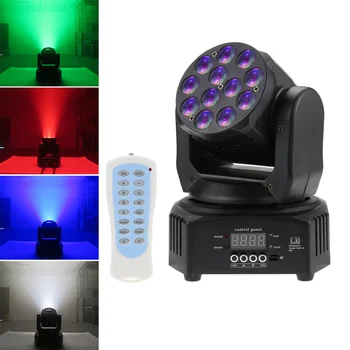 

NEWKBO Mini 12 LEDs 40W RGBW Wash Rotating Moving Head Stage Effect Light Channel DMX512 Sound-activeated with Reomote Control