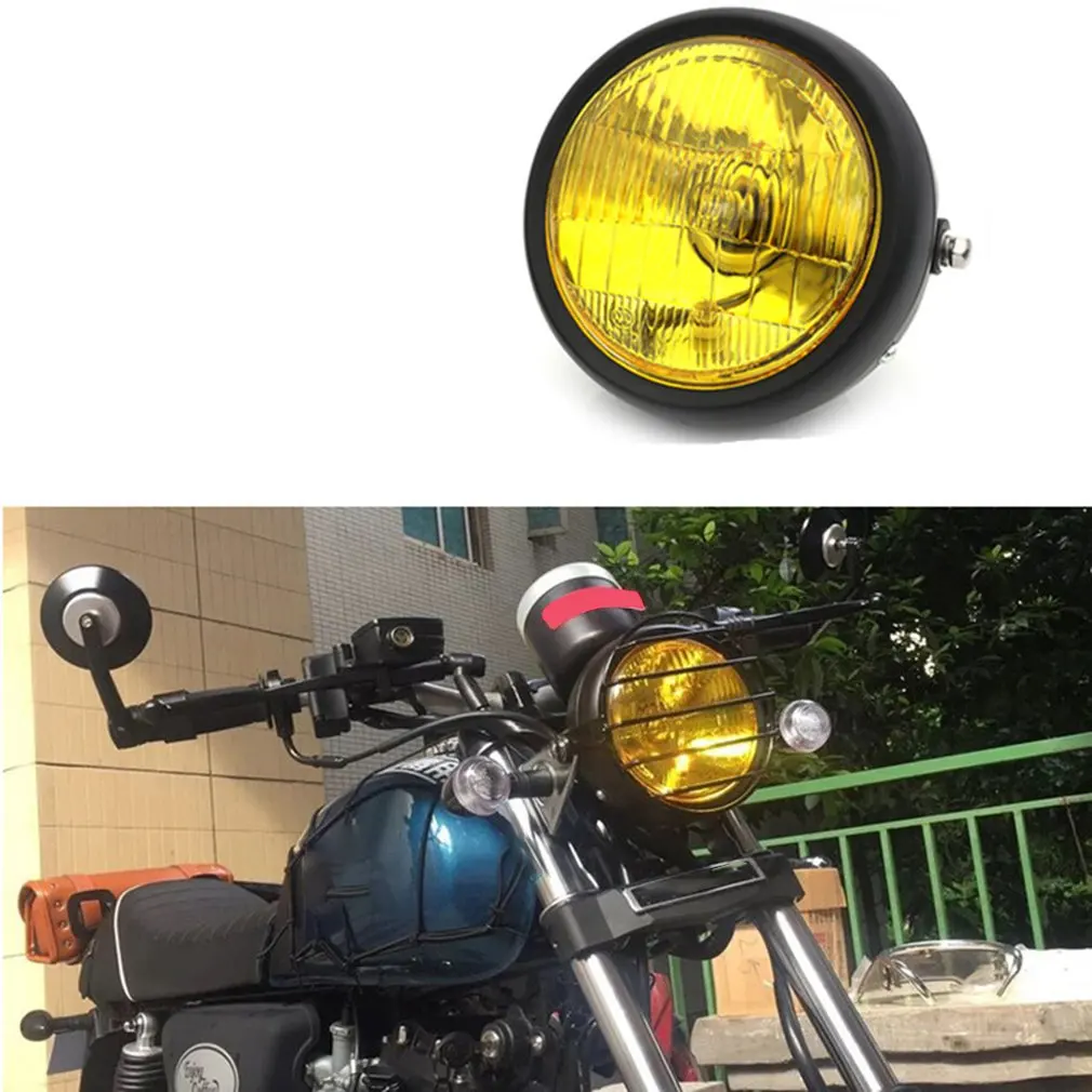 

GN125 Retro Headlights Motorcycle Modified Universal Headlights Black Shell Headlights Far And Wide Headlights Round Lights