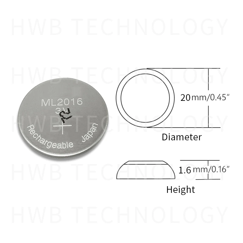 Новые оригинальные литий ионные перезаряжаемые батарейки ML2016 ML 2016 3v 2 шт./лот CMOS