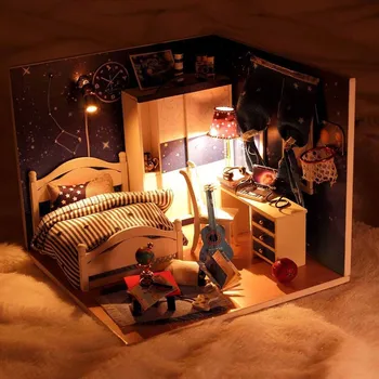 

DIY Dollhouse Miniature 3D House Furniture LED House Puzzle Decorate Creative jigsaw picture puzzles for adults children game