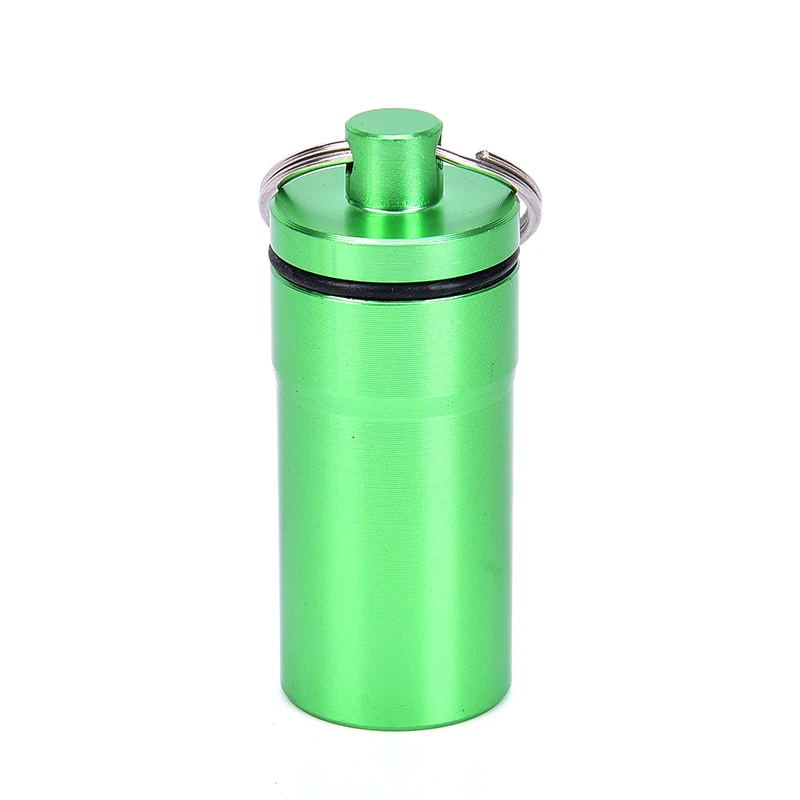 Travel Pill Medicine Box Case Waterproof Container Keychain Tools Capsule Bottle Key Ring Chain First Aid Medicine Box - Цвет: Зеленый