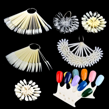 

YZWLE False Nail Tips Color Card Fan Finger DIY Nail Display Nail Art Practice Acrylic UV Gel Polish Manicure Tool