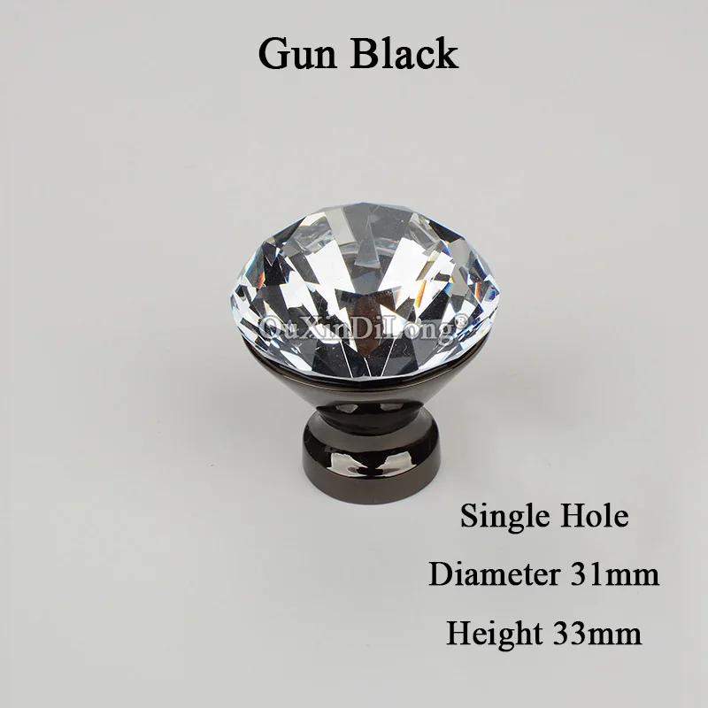 Gun Black Элегантные Роскошные 20 шт. Европейские хрустальные ручки для кухонного шкафа, дверные ручки для шкафа, ящика для шкафа вина, ручки и ручки - Цвет: Gun Black