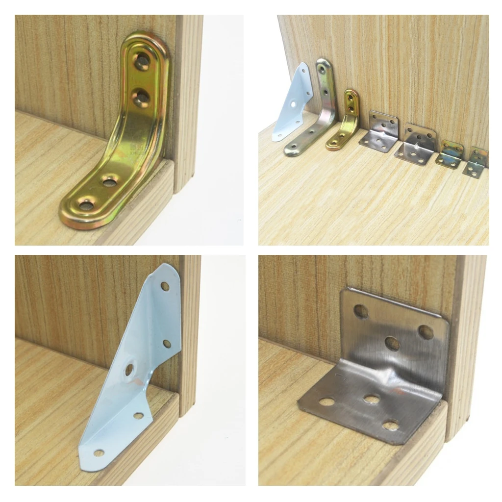 Polished Angle Bracket L Shape Corner Brace Repair Joining Support Fastener for Furniture Wood Craftment