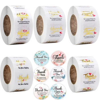 

500PCS Transparent and Gold Thank You for Supporting My Samll Business Your Order Stickers Seals Label for Sale Shipping Package