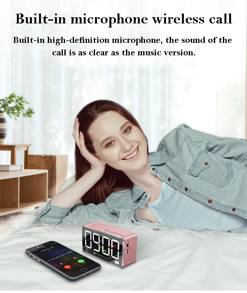 Q31 Bluetooth динамик зеркальный светодиодный Будильник с цифровым дисплеем беспроводные FM радио электронные часы для украшения дома настольные часы