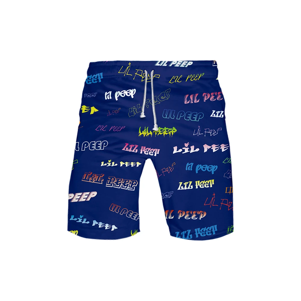 Blue Lil Peep shorts name Graffiti black white men women hiphop streetwear Colorful harajuku - Цвет: Blue