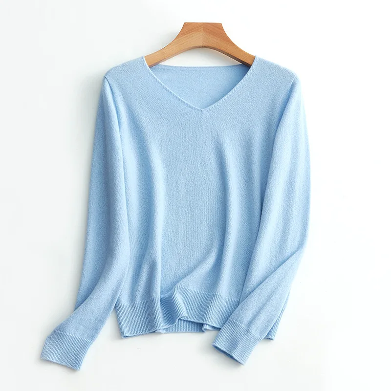 SuyaDream Women Sweaters High Quality 100%Cashmere Basic V neck Pullovers 2021 Fall Winter Simple Chic Knit Wear SuyaDream Women Sweaters High Quality 100%Cashmere Basic V neck Pullovers 2021 Fall Winter Simple Chic Knit Wear