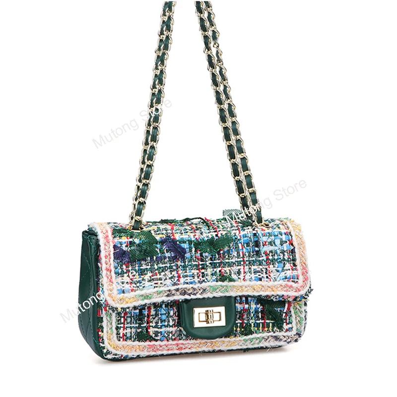 

2019 Winter New Brand Bag Designer Handbag for Women High Quality Woolen Bag Golden Chain Shoulder Bag Crossbody Messenger Bags