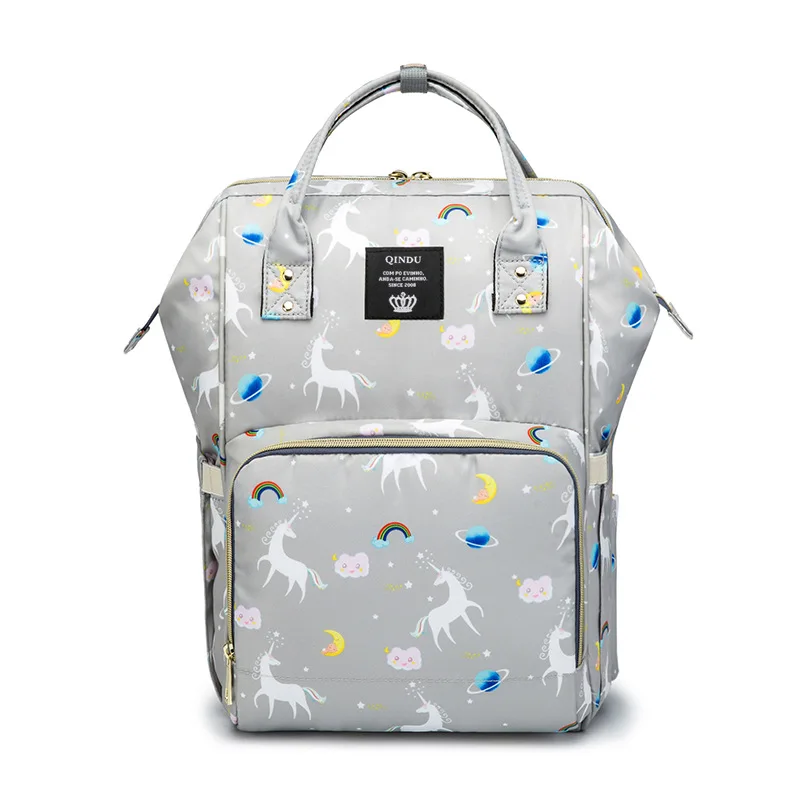 

QINDU Stripes Waterproof Mummy Diaper Bags Handbag Large Capacity Maternity Nursing Baby Bag for Mom Nappy Backpacks