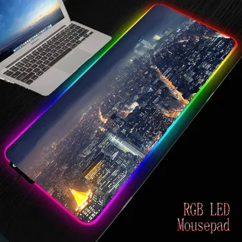 

MRGBEST Cityscape Night RGB Gaming Large Mouse Mat Big Computer Mousepad Led Backlight XXL Surface Mause Pad Keyboard Desk Mat