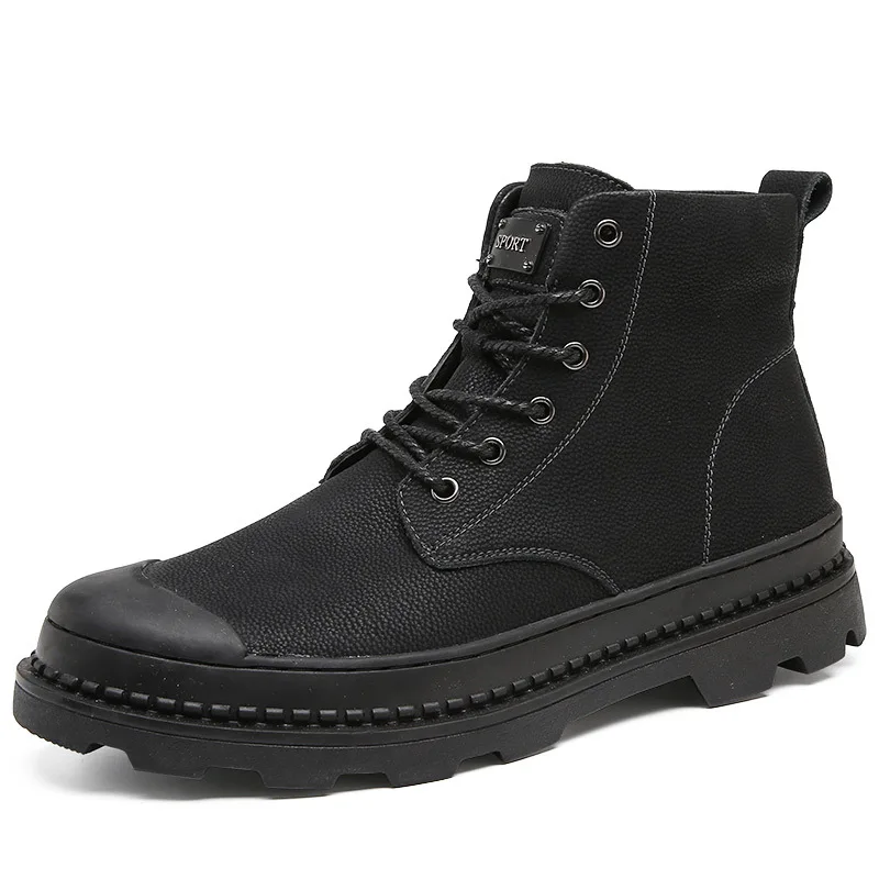 39-47 кожаные ботинки бренд удобные модные сапоги кожа# NX1218 - Цвет: Black with fur