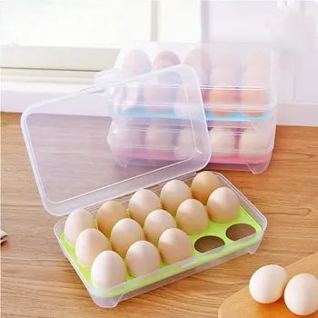 

2Pcs Egg Storage Box 15 Grid Egg Tray Household Refrigerator Egg Storage Crisper Plastic Container Holder Boxes for Eggs Kitchen