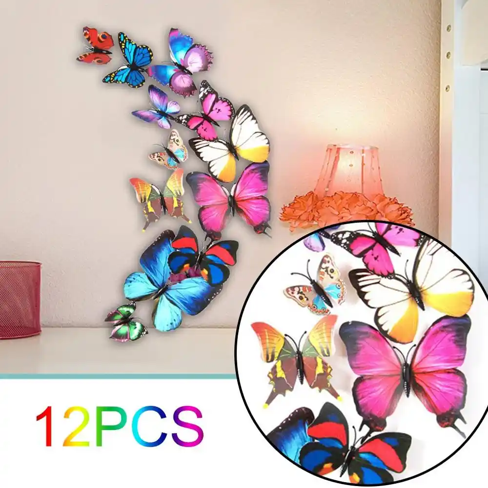 Dropshipping 12 Uds Pvc 3d Mariposa Decoracion De Pared Bonitas Mariposas Pared Calcomanias Artisticas Decoracion Del Hogar Arte De Pared De Habitacion Aliexpress