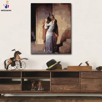 

DIY colorings pictures by numbers with colors Francesco Hayez kiss picture drawing painting by numbers framed Home