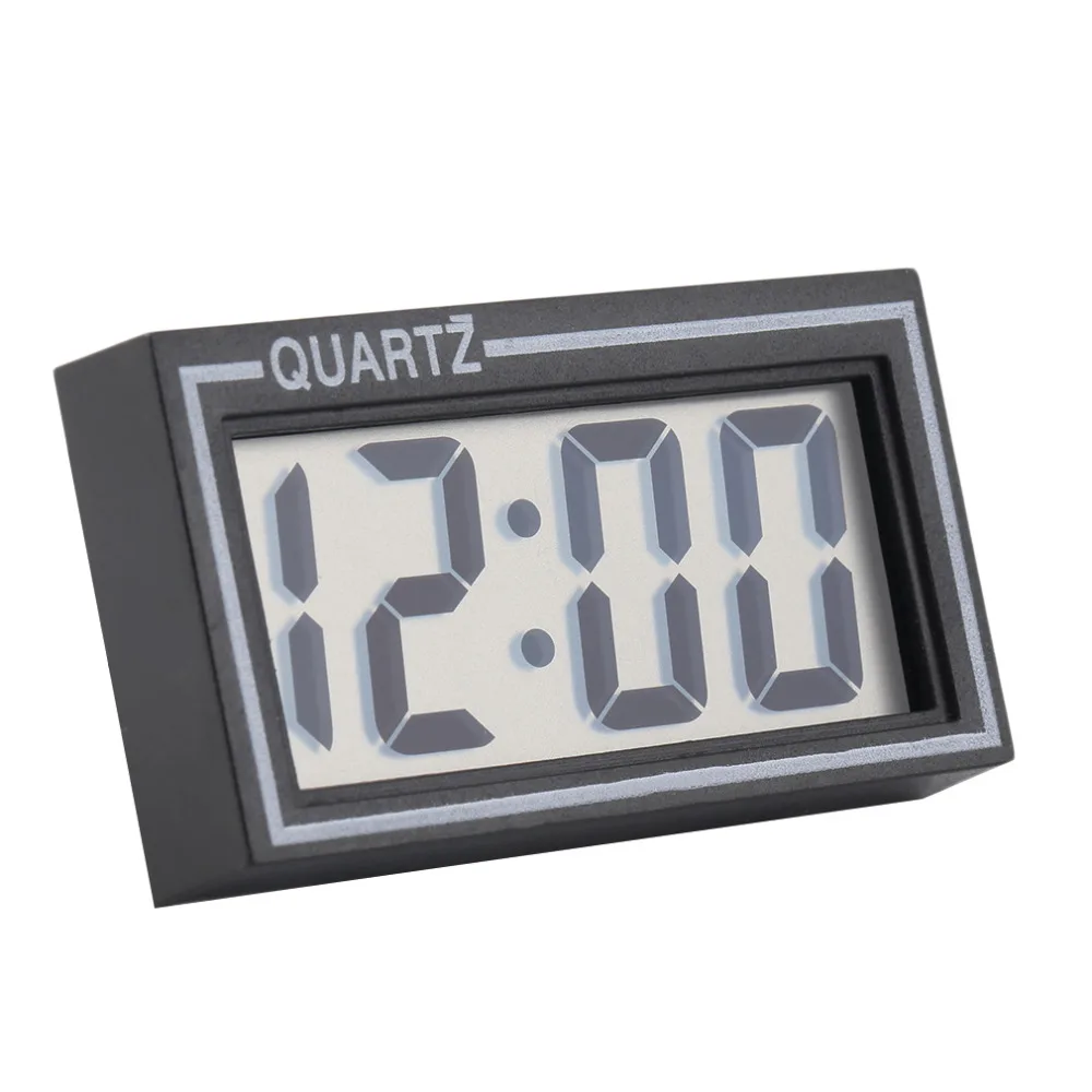 Qinghengyong Black Digital LCD Table Car Clock Dashboard Desk Date LCD Clock Small Electronic Time Calendar Mini Small Electronic Clock