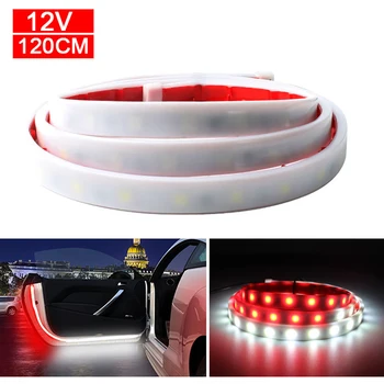

2pcs 12V Car Opening Door Warning Light Welcome Flash Running Light Alarm Signal Lamp Shadow Auto Strobe Guide Strip Universal