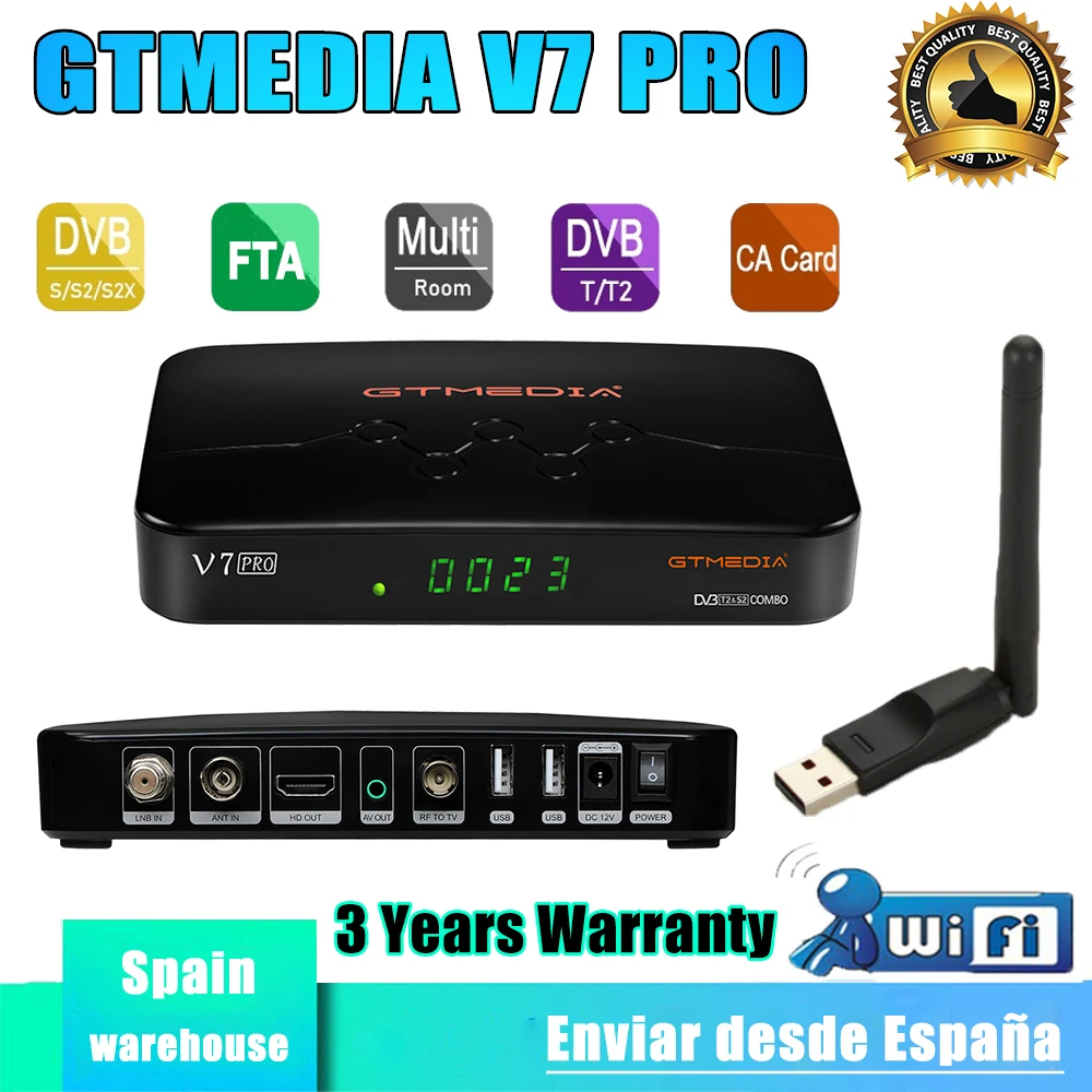 DVB-S2 Gtmedia V7 Pro рецептор h.265 GTmedia V7S2X включает USB wifi HD 1080P питание от Freesat спутниковый