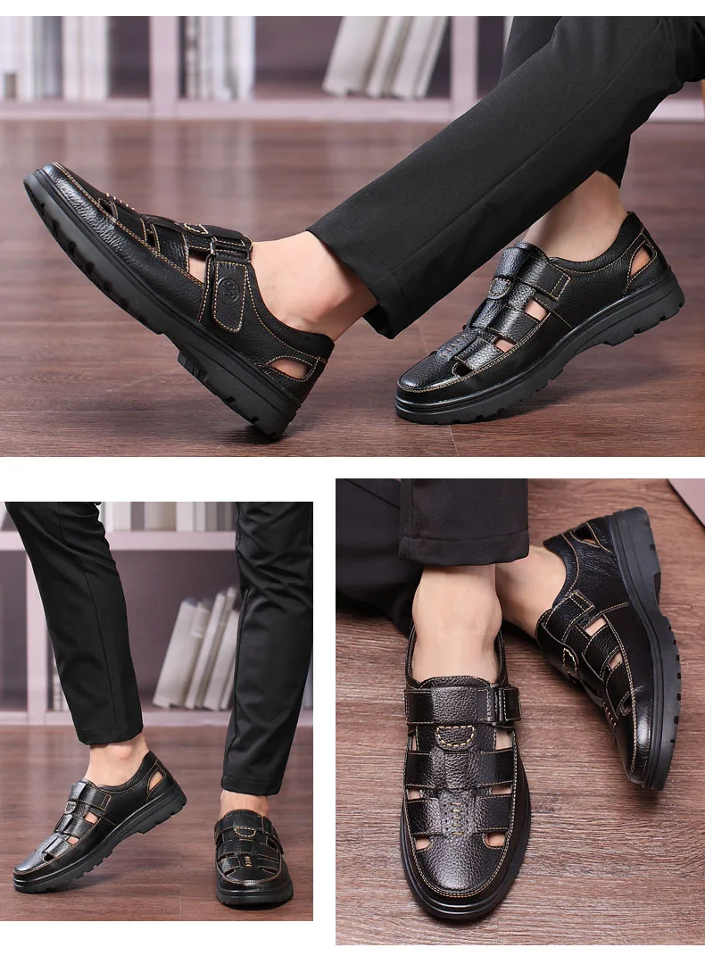 Men Sandals Men's Slippers Real Leather Shoes Summer Beach Sandals Casual Soft Men Shoes Flip-Flops Zapatos Breathable