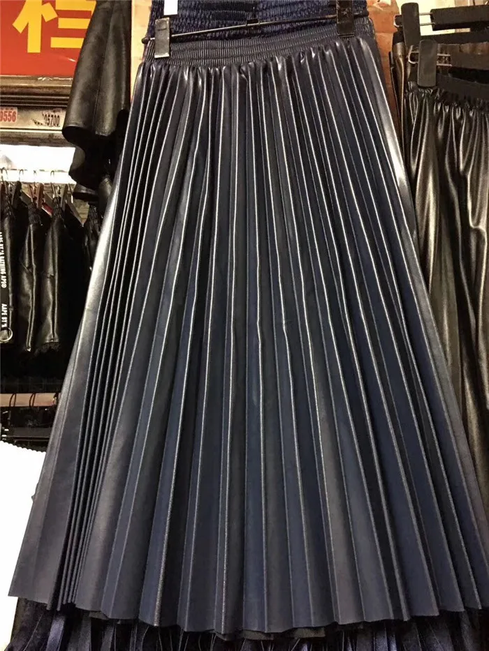TVVOVVIN Осенняя мода новая плиссированная юбка из искусственной кожи эластичная высокая талия Универсальная Женская юбка свободного покроя X666