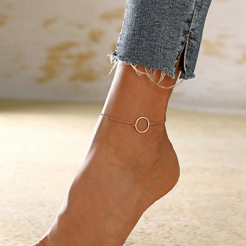 H: HYDE браслеты для лодыжки геометрической формы большой круг для женщин ноги аксессуары летом пляж босиком браслет под сандалии лодыжки на ноги женщины