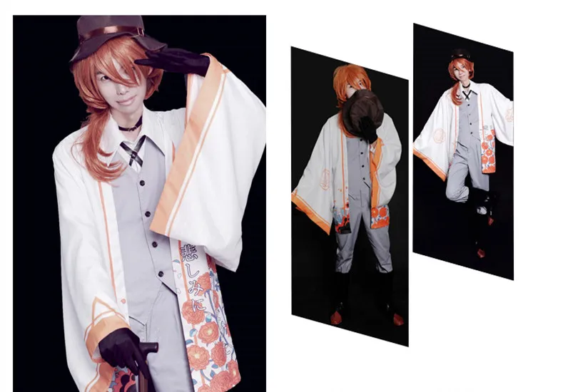 Аниме Банго бродячие собаки Chuya Nakahara косплей костюм кимоно хаори Хэллоуин костюмы для детей взрослых на заказ любой размер