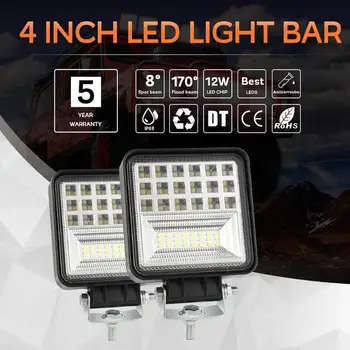 

Hot Sale Work Light Bars Classic Delicate 1pc 2pcs 4 inch 126W LED Work Light Bars Spot Flood Beam Offroad Driving Lamps