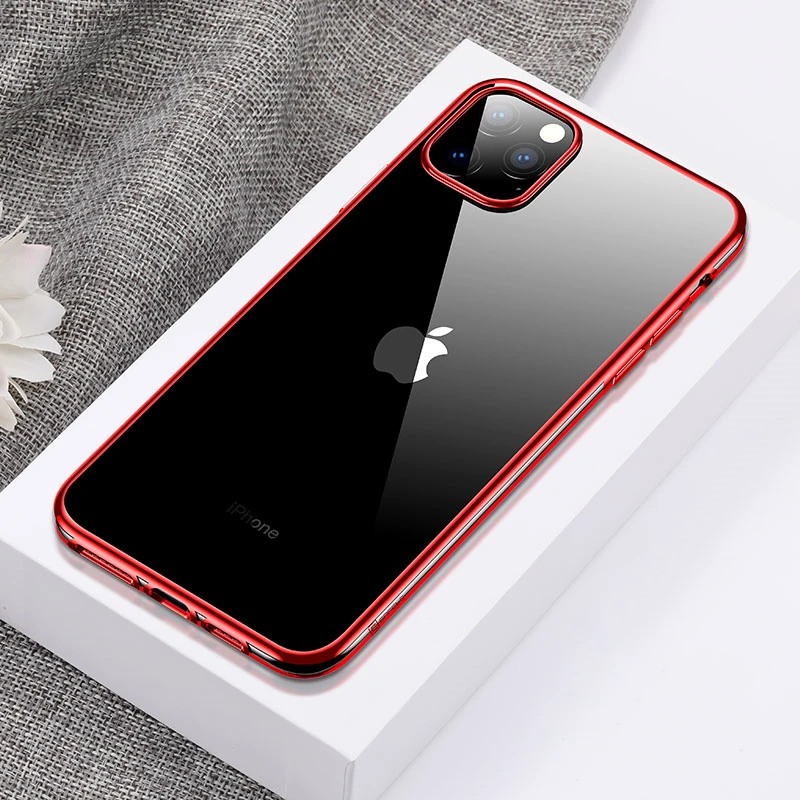 Чехол для Apple iPhone 11 Pro, тонкий прозрачный мягкий ТПУ, гибкий силиконовый чехол для iPhone 11 Pro 5,8 дюйма(), темно-зеленая рамка - Цвет: Красный