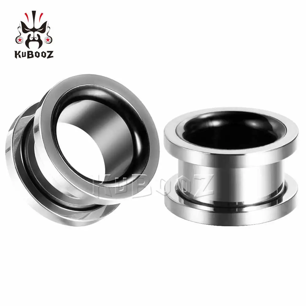 Fashion Smiple Stainless Steel Hollow Double Color Ear Pirecing Plugs Expanders Body Jewlery Earring Gauges Stretchers