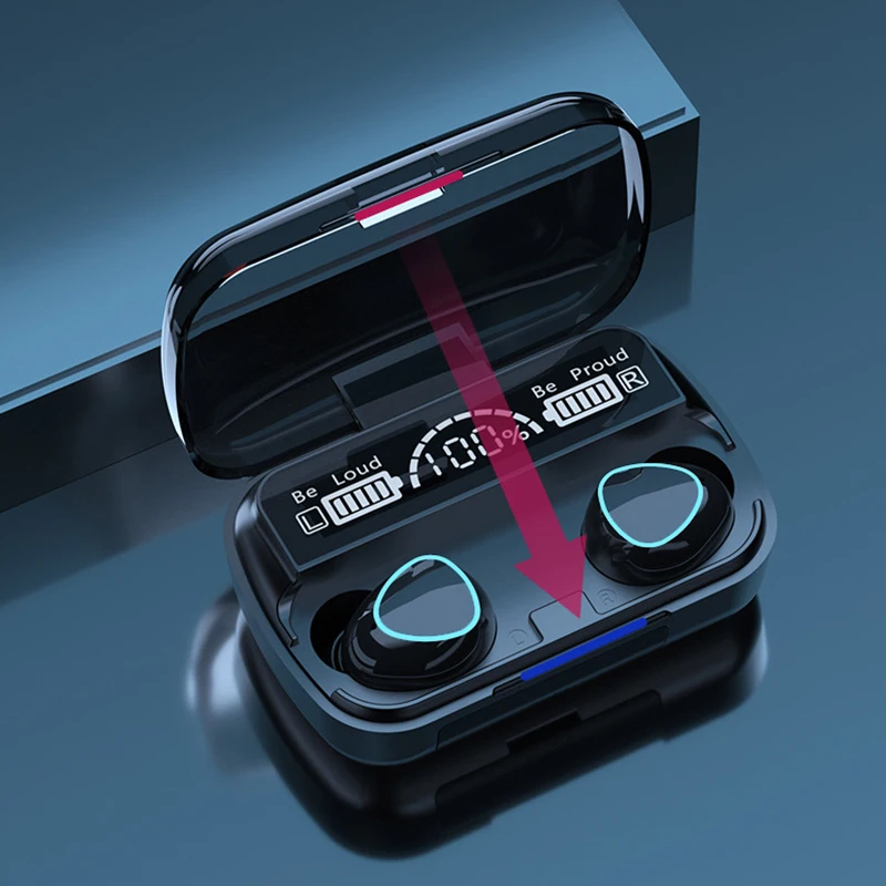Wireless Bluetooth 5 1 Earphone 9D Stereo Eabuds With Microphone Cold LED Touch Headphones 2000mAh Charging Case Waterproof