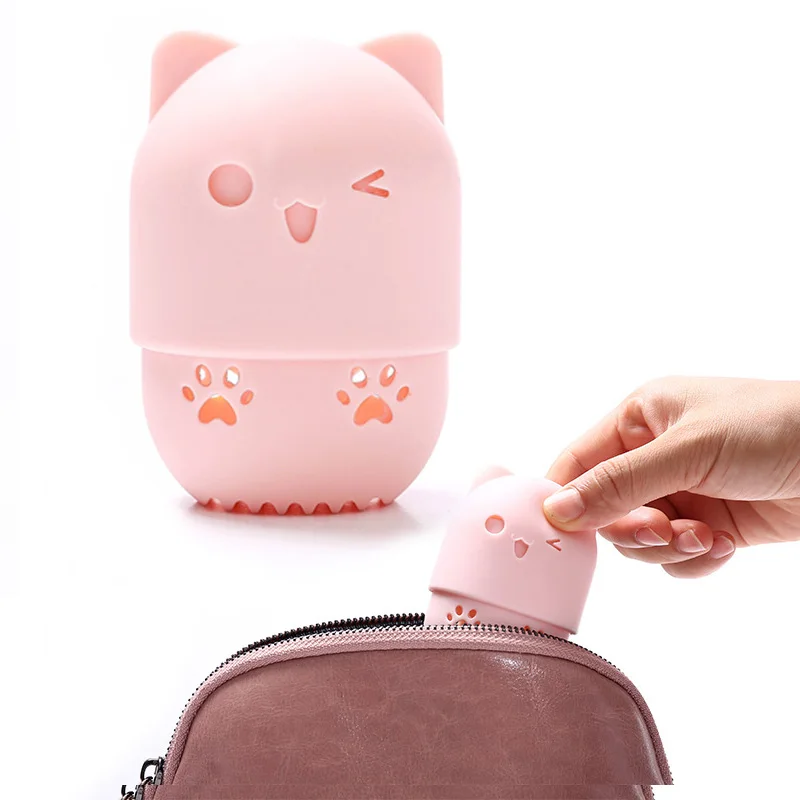 

Cute cat shape Puff storage 10 color mini organizer for Makeup powder Cosmetic Sponge Gourd puff makeup tools for travel outdoor
