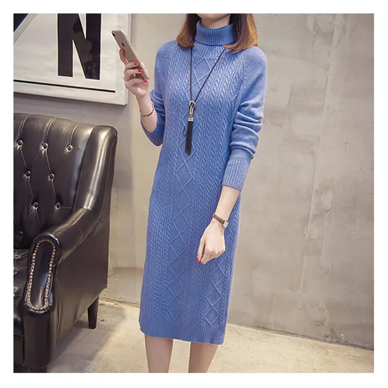 

Geometry Elegant Slim Warm Solid Turtleneck Long Sleeve Vestido Winter Knitted Dress Autumn Women Woman New 2019 Fashion Mujer