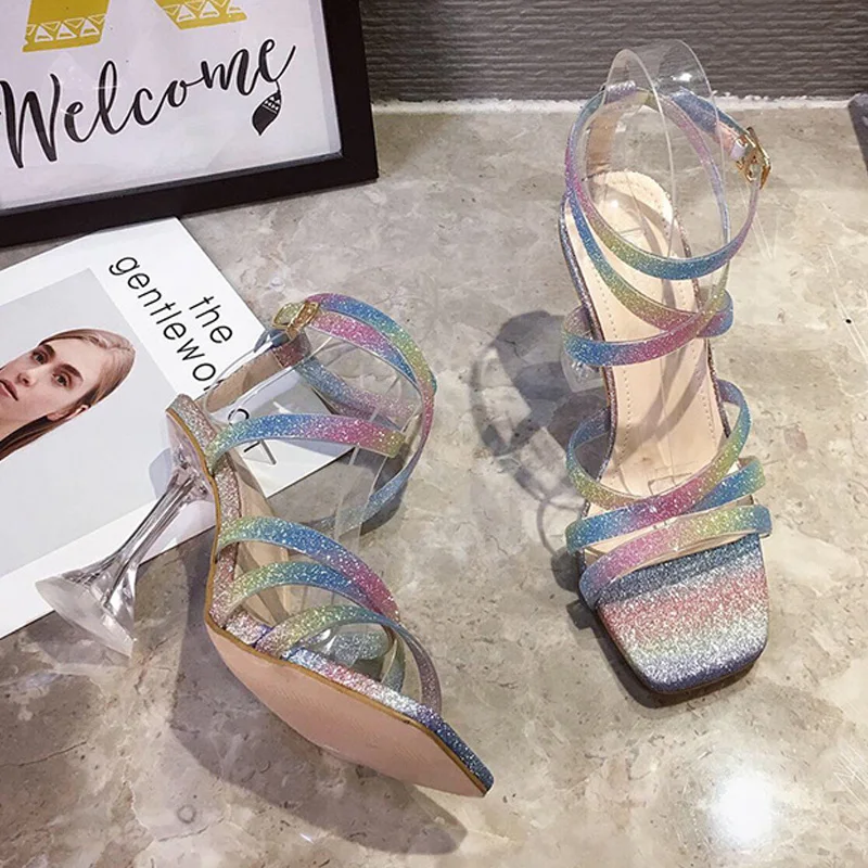 

New 2020 Summer Sandals Women High Heels Shoes Woman Party Shoes Women High Heels Sandals Sexy Ladies Super High Heel YX2140