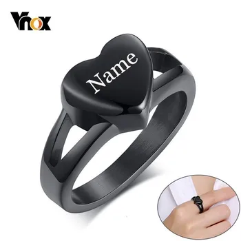 

Vnox Women's Free Custom Engrave Name Rings Can Be Opened Heart Charm Urn Rings for Female Love Keepsake anel Gifts