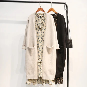 

Knit Cardigan Women's Long Section 2019 New Autumn Korean Version of Autumn and Winter Net Red Sweater Coat Female Loose Sweater