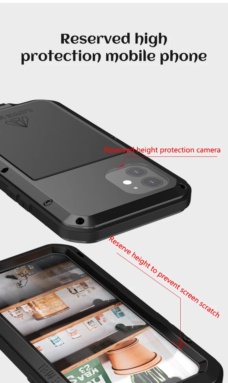 Powerful Case For iphone 12 Pro Max Case iphone12 Metal Armor Shock Dirt Proof Waterproof Phone Cases for iphone 12 Mini Cover