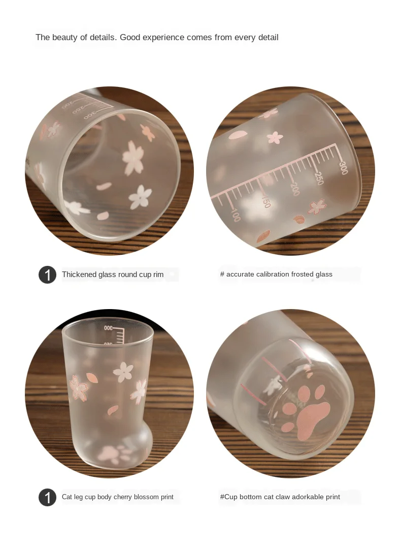 Clear Flower with Measuring 3D Cat Paw Cup