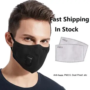 

2pcs Breath Valve Anti-Dust Mouth Face Mask Reusable Cotton Respirator Mask dustproof comfortable PM2.5 Filter Mask In Stock