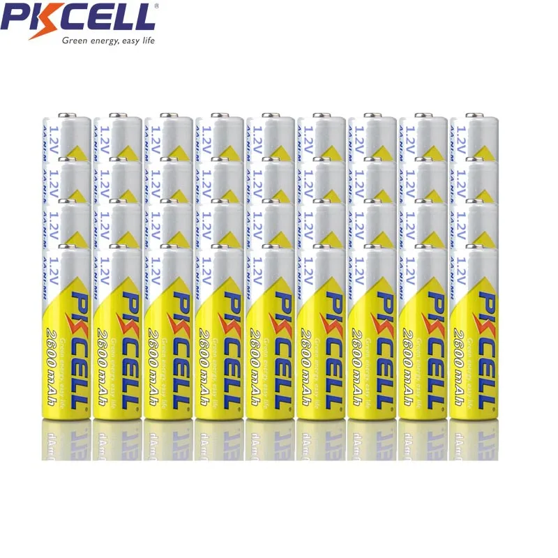 36 шт. PKCELL AA 1 2 V NIMH аккумуляторная батарея 2600mah реальная емкость для