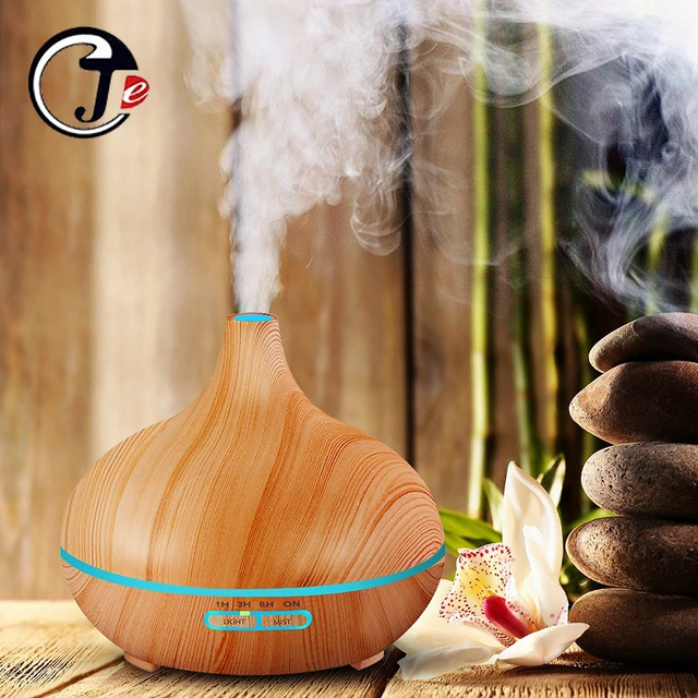 Diffuseur D'huile Essentielle En Bois De 550ml, Humidificateur D'air  Ultrasonique Usb Avec Lumières Led De 7 Couleurs, Télécommande Pour Le  Bureau Et La Maison - Humidificateurs - AliExpress