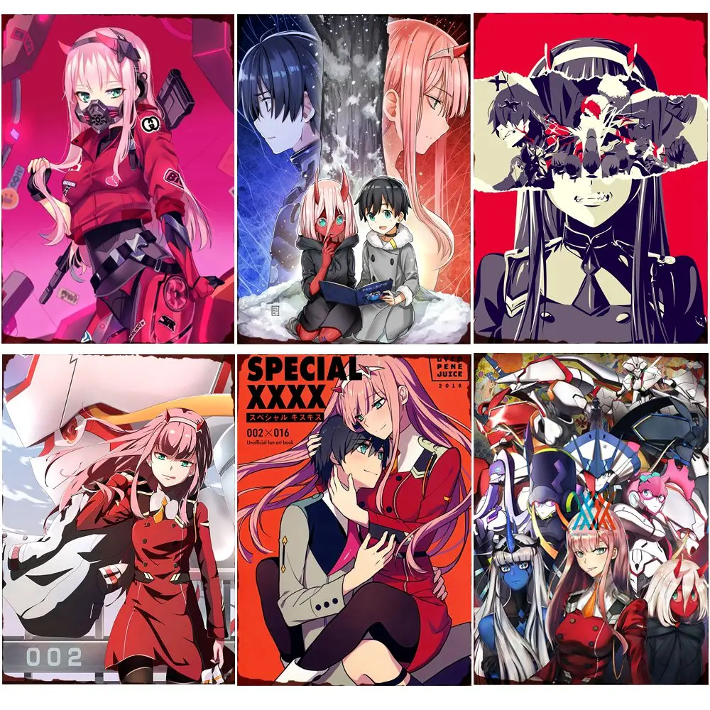DARLING In The FRANXX-Vintage Metal Tin Sign, ZERO TWO, Home Room Wall Decor, Strelizia Iron Poster, Anime Wall Sticker, ZSS90 Sneakatelier