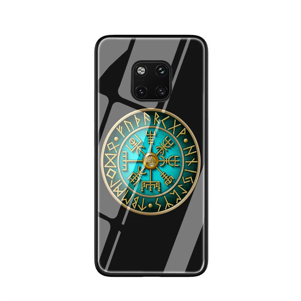 EWAU Viking Vegvisir Odin Скандинавское закаленное стекло чехол для телефона huawei mate P 10 20 30 Lite Pro Y9 Honor 8X 7A