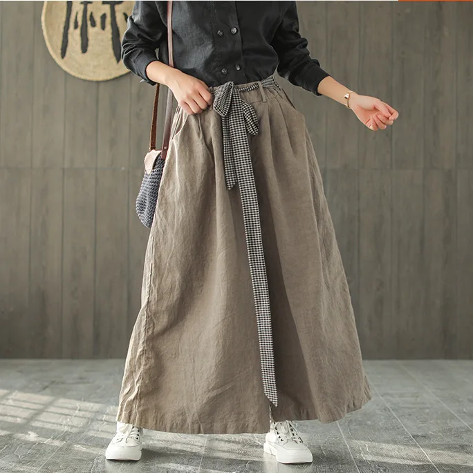 

Women Wide Leg Pants 2019 Autumn Spring Drawstring Pockets Big Size Solid Color Female Loose Fashion Women Trousers YoYiKamomo