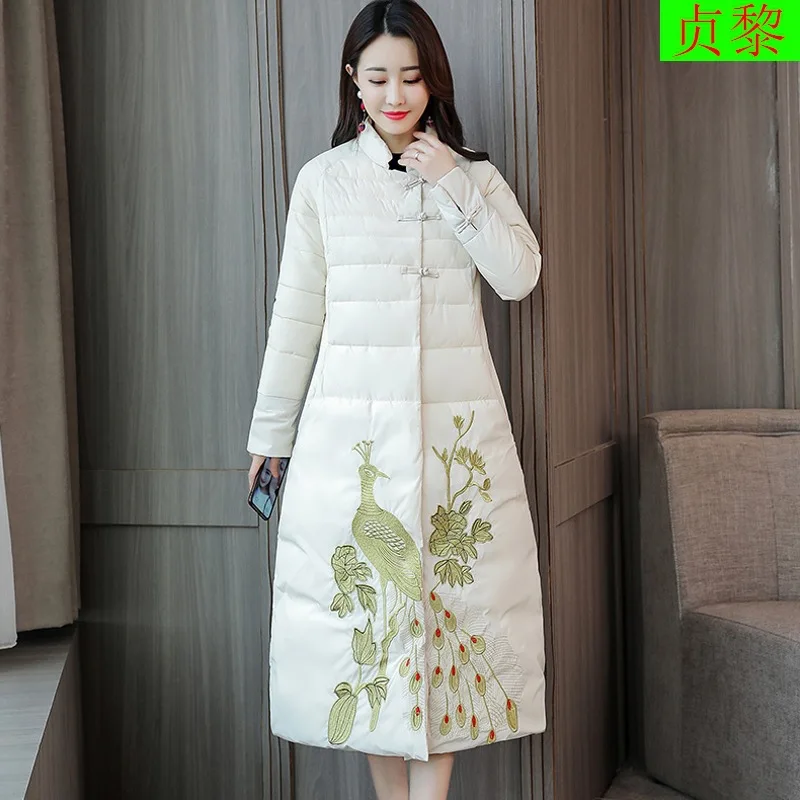 

Retro Chinese-style Exta-long to Ankle down Jacket Cotton-padded Clothes 2018 Winter New Style WOMEN'S Dress European Goods Thic