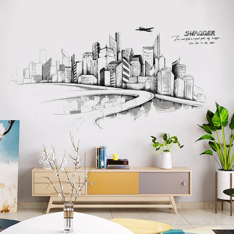 Wall Sticker City Building | Wall Stickers City Vinyls | City Wall
