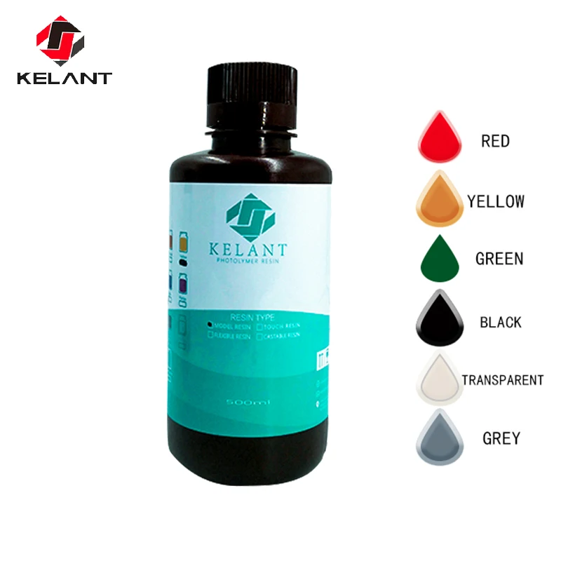 Baratos Kelant 405nm UV resina para S400 D100 fotón 3D impresora Material de impresión LCD modelo de fundición dureza 500ml líquido botella Gadget