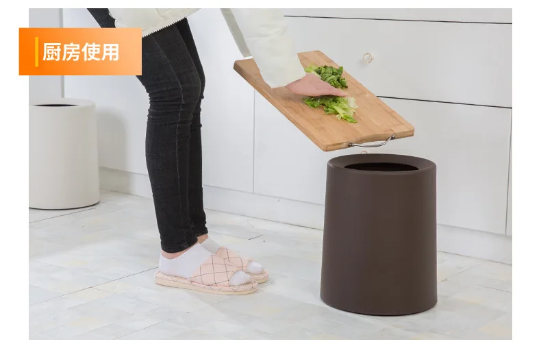 Double-layer Trash Can Household Toilet Bathroom Black Large Creative Kitchen without Cover Plastic Trash Can